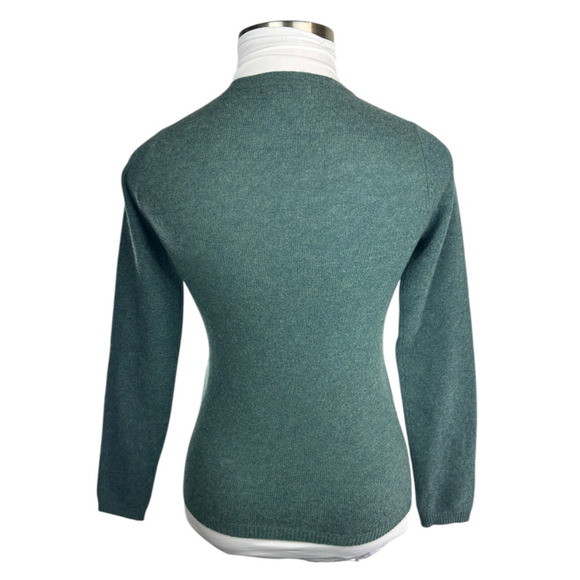 Tahari Pure Luxe 100% Cashmere Sweater Green Heather Crewneck Women’s XS - Picture 11 of 12
